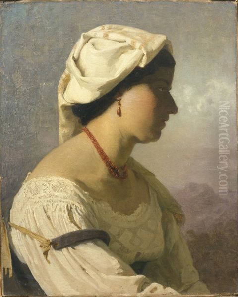 Portrait of an Italian woman Oil Painting by Johann Koler