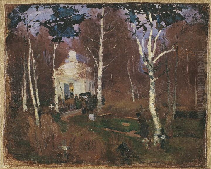 At the Rakvere Cemetery (Cemetery) Oil Painting by Paul Raud