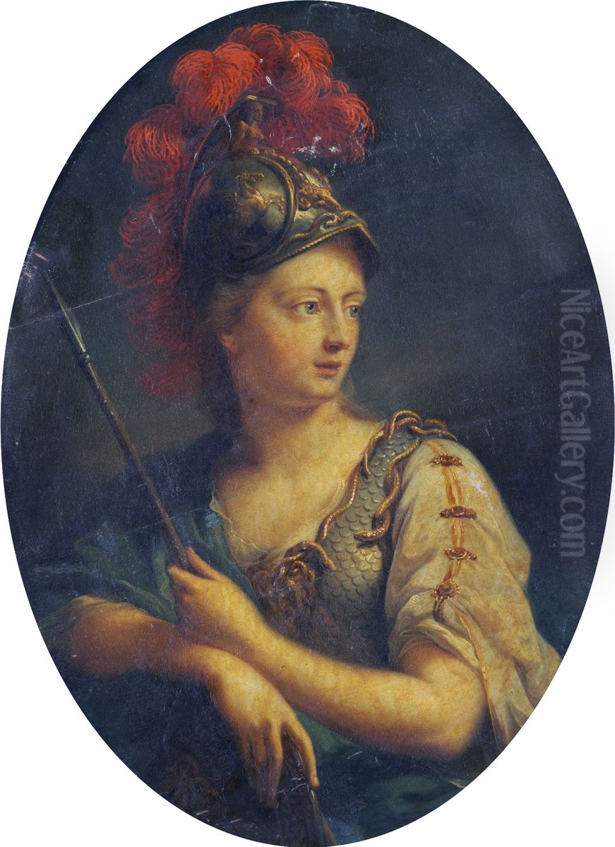 Minerva in armor Oil Painting by Johann Heinrich Tischbein