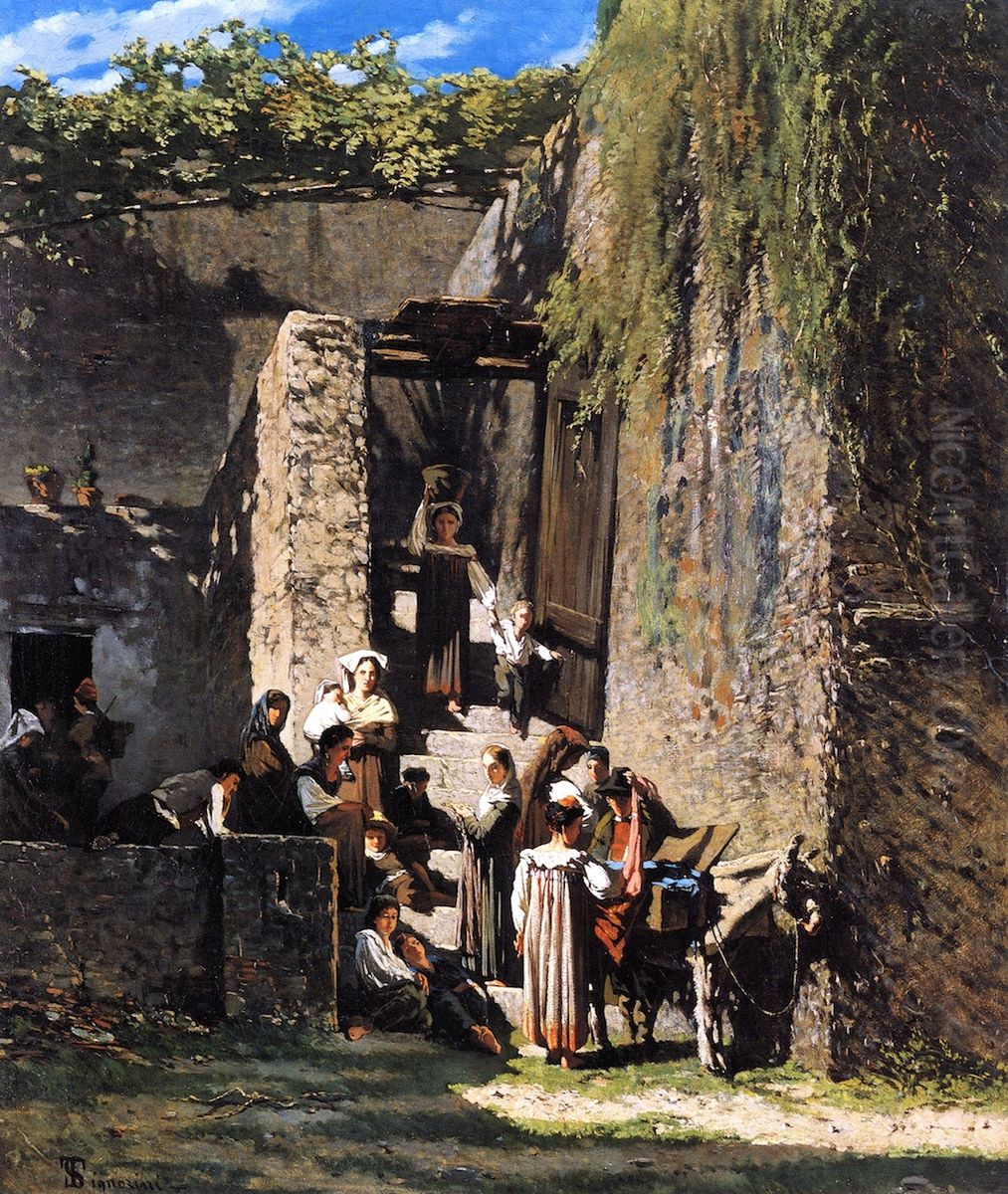 The merchant of La Spezia (1859 version) Oil Painting by Telemaco Signorini