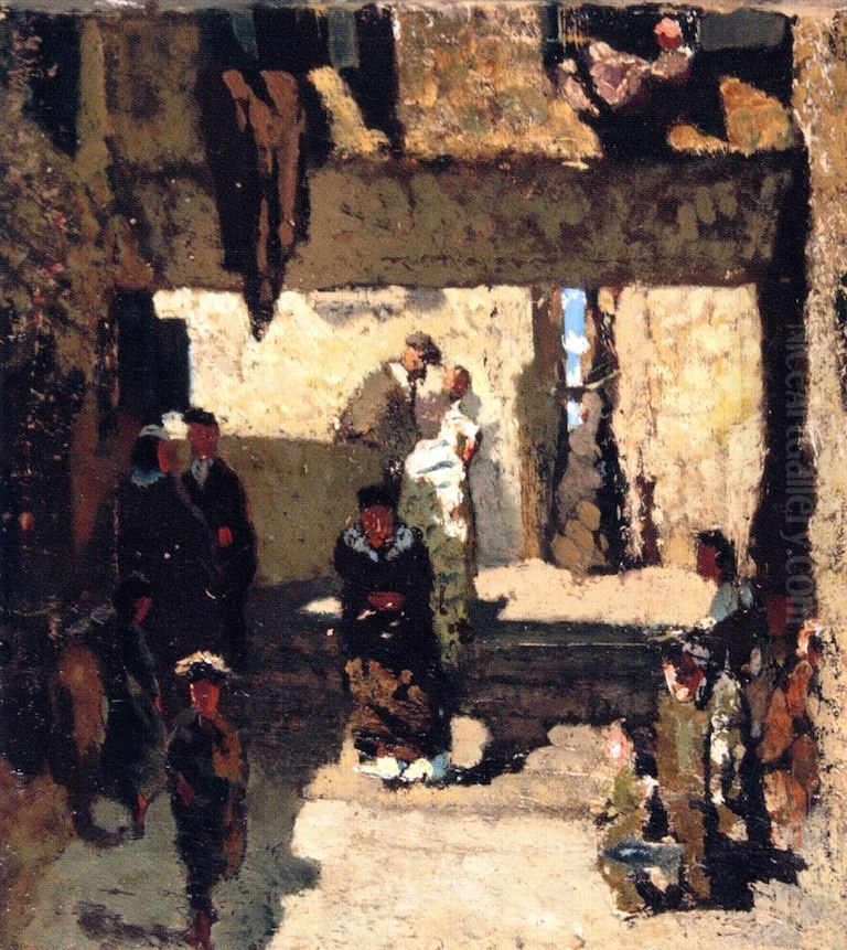 Il quartiere degli israeliti a Venezia Oil Painting by Telemaco Signorini