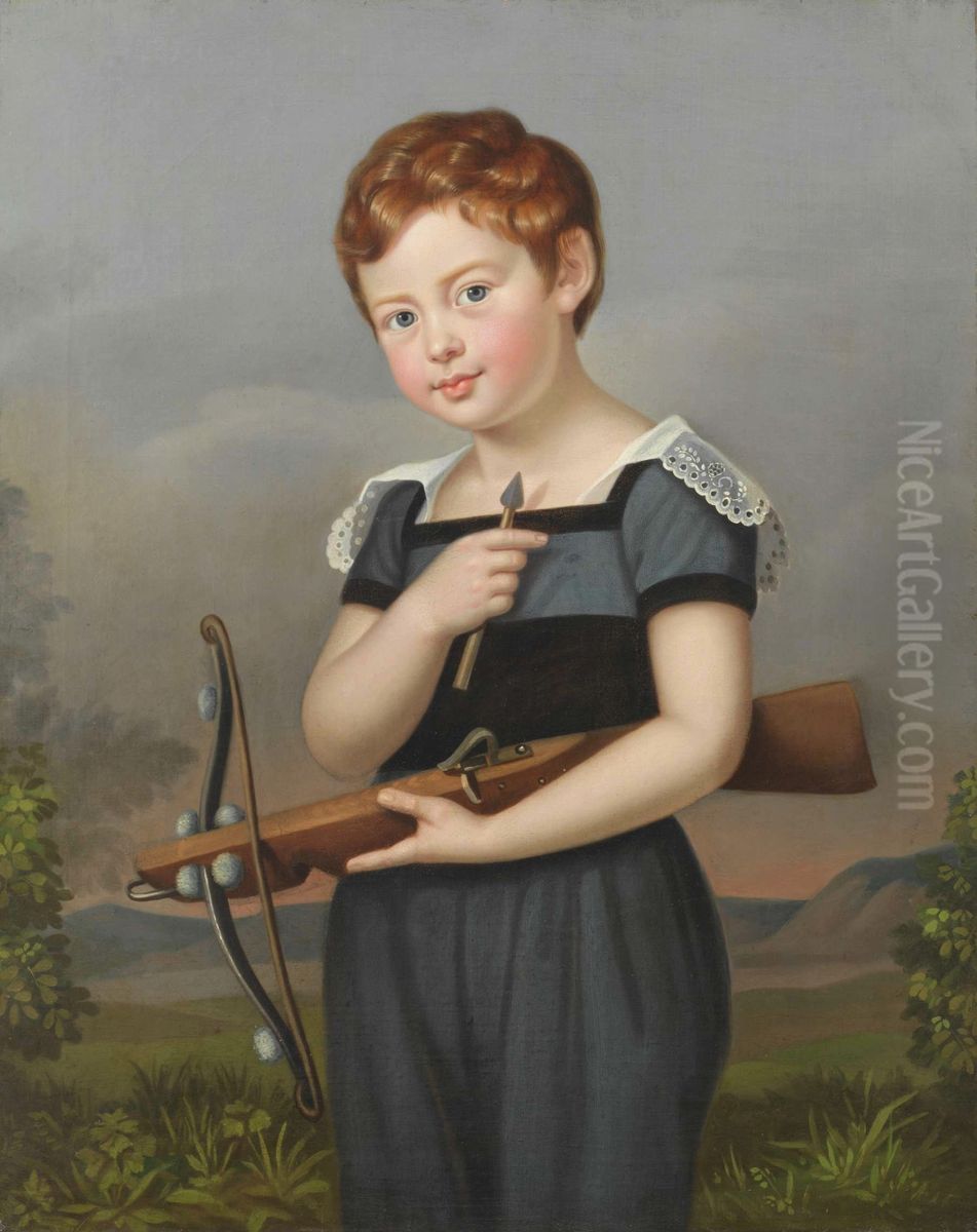 Portrat Oskar van Herzseele als Knabe Oil Painting by Caroline Bardua