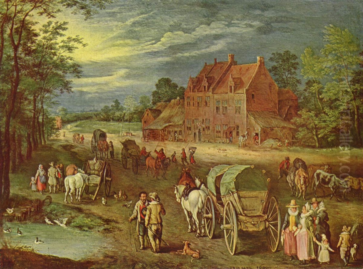Dorfstrasse Oil Painting by Jan Brughel