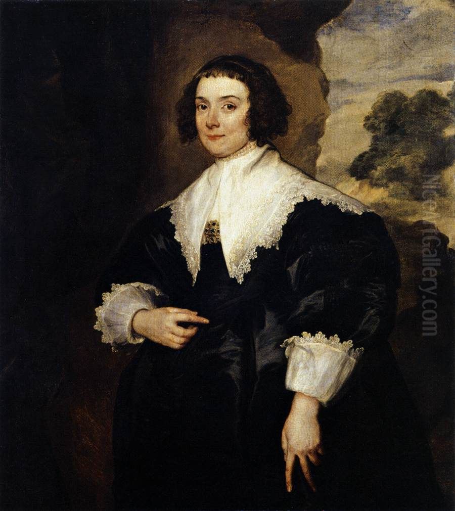Portrait of Elisabeth van Assche (?-?), wife to Justus van Meerstraeten Oil Painting by Sir Anthony Van Dyck