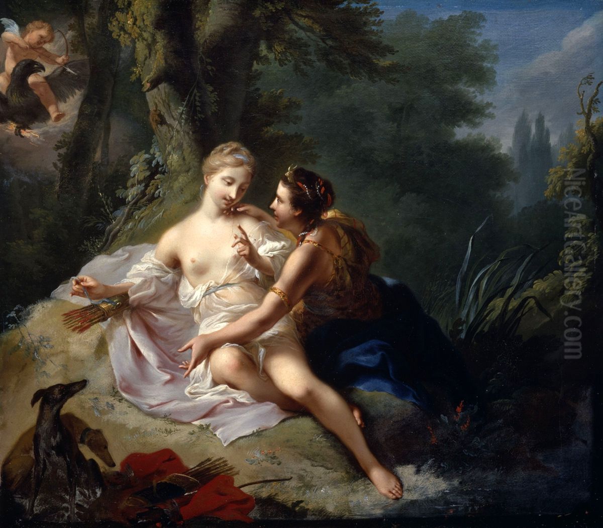 Jupiter in the Guise of Diana Seducing Callisto Oil Painting by Johann Heinrich Tischbein