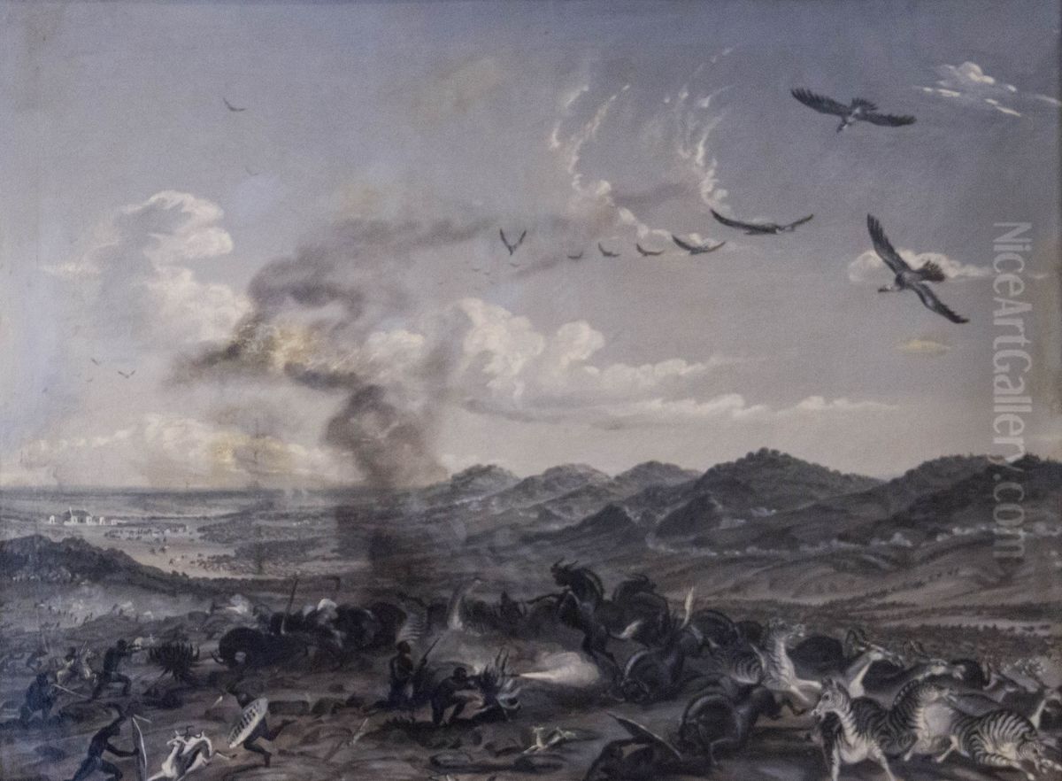 The greatest hunt in history near Bloemfontein 1860 Oil Painting by Thomas Baines