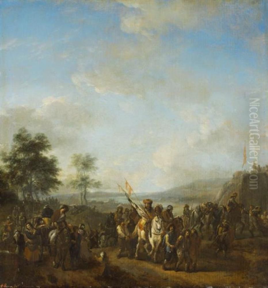 Soldiers with prisoners in a landscape Oil Painting by Philips Wouwerman