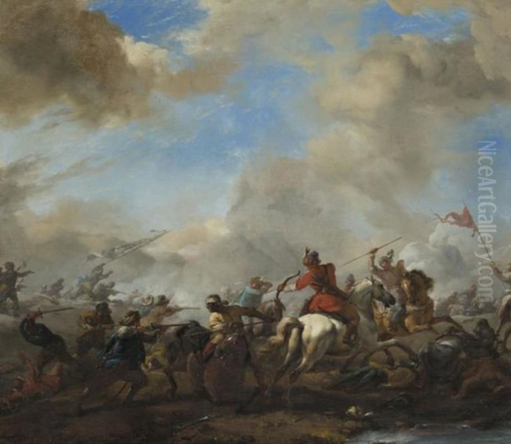 Fight between Europeans and orientals Oil Painting by Philips Wouwerman