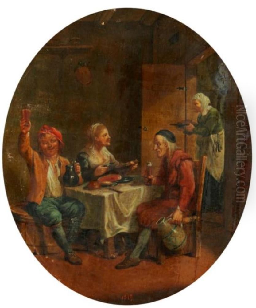 Farmers at the table Oil Painting by Johann Heinrich Tischbein