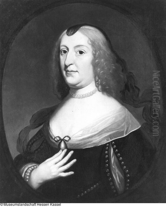 Landgrafin Amalia Elisabeth von Hessen-Kassel (1602 - 1651), geborene Grafin von Hanau-Munzenberg (1645 - 1650) Oil Painting by Gerard van Honthorst