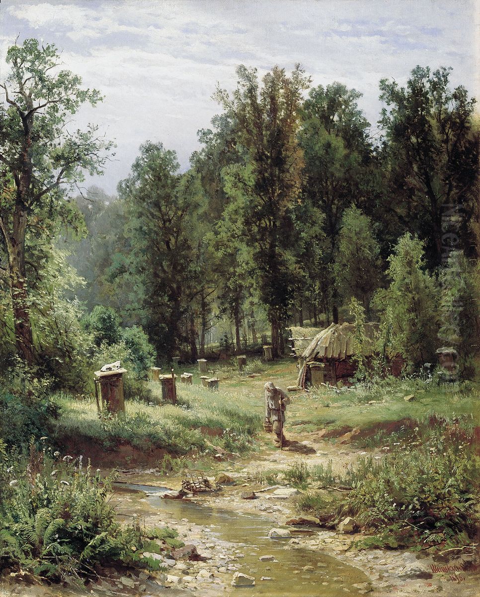 An Apiary in the Forest Oil Painting by Ivan Shishkin