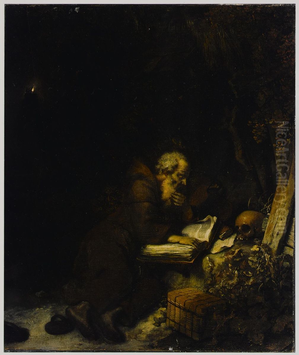 A Reading Hermit Oil Painting by Gerbrand Van Den Eeckhout