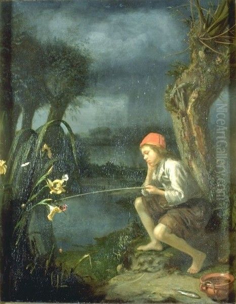 Fishing Boy Oil Painting by Godfried Schalcken