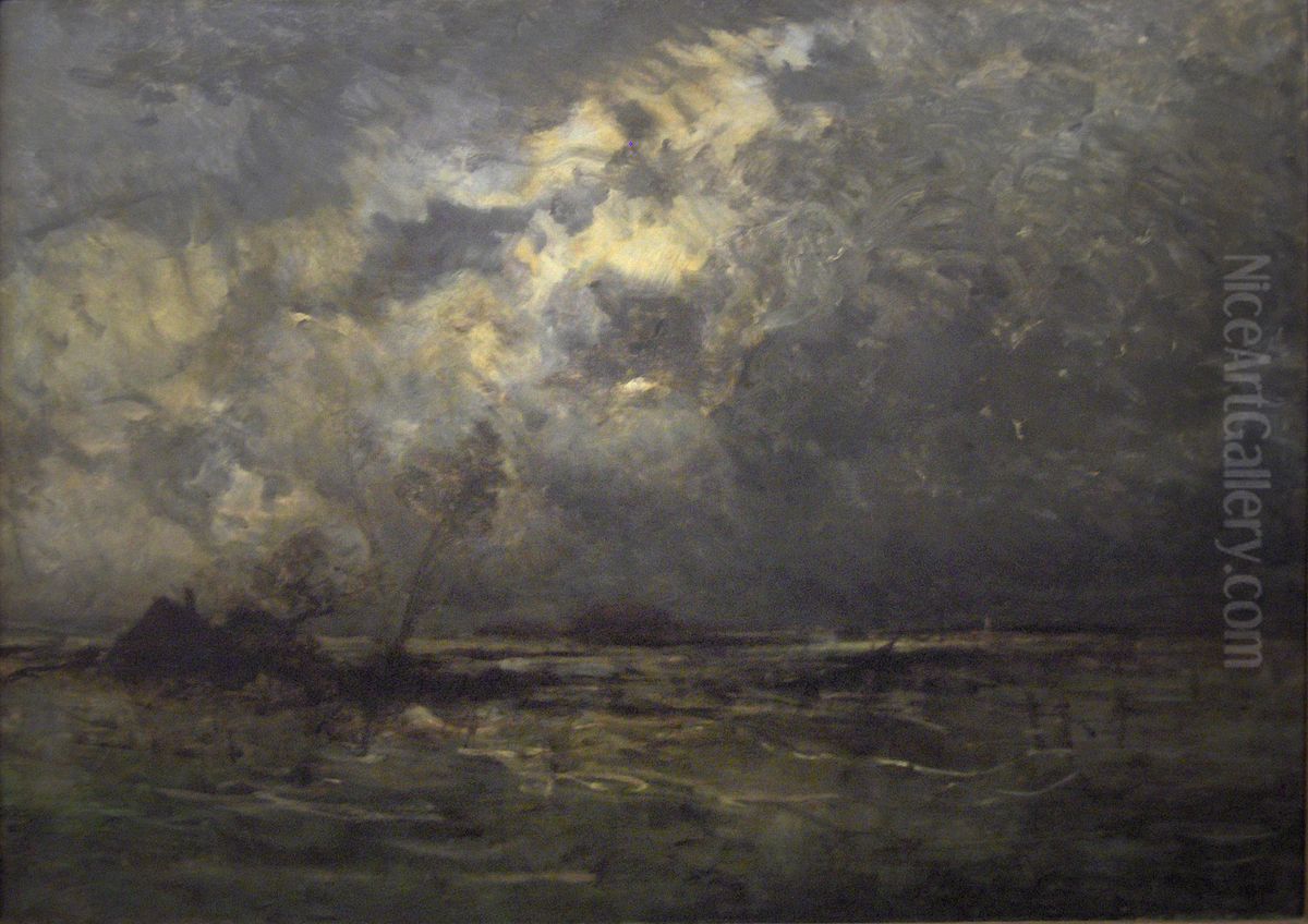The inundation Oil Painting by Hippolyte Boulenger