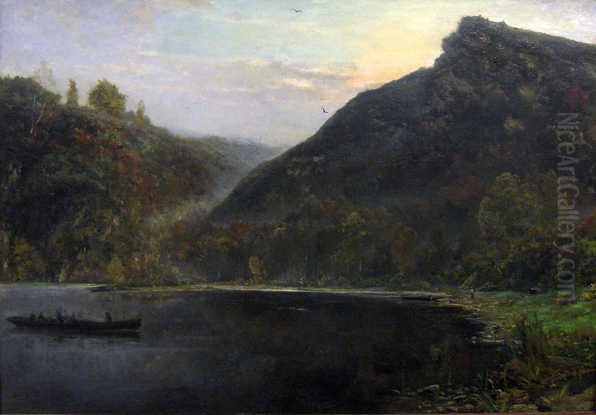 Landscape at the river Meuse Oil Painting by Hippolyte Boulenger