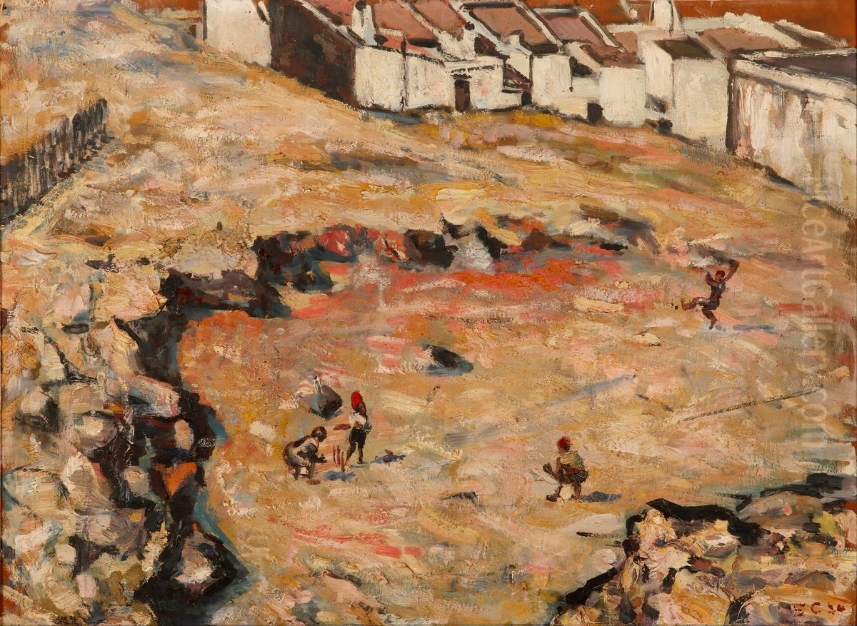 The Cricket Match (Malay Quarter) Oil Painting by unknown