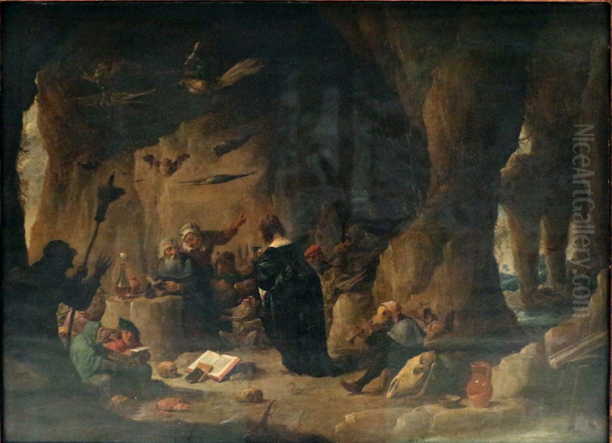 Grotto with the temptation of Saint Antony Oil Painting by David Teniers the Younger