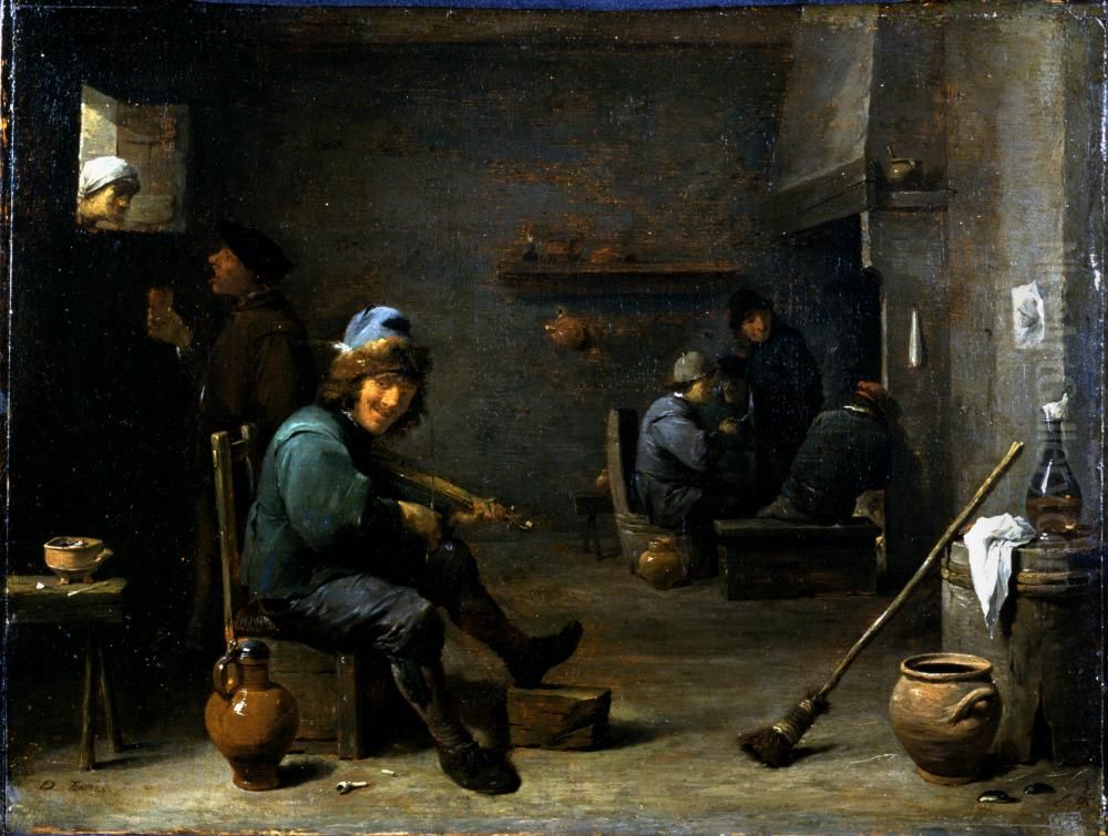Fiddler in a Tavern Oil Painting by David Teniers the Younger