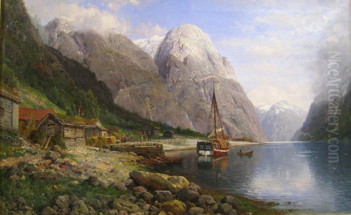Ved Faergestedet Oil Painting by Anders Askevold