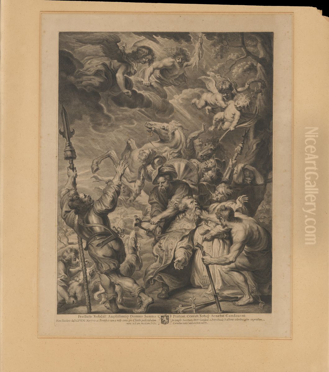 De marteling van de Heilige Livinius Oil Painting by Cornelis Van Caukercken