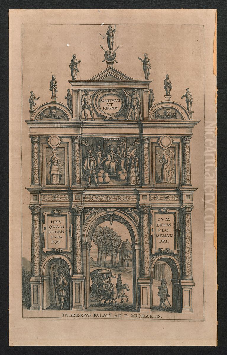 Triomfboog als ingang van het paleis bij St. Michiels Oil Painting by Print Room of the University of Antwerp