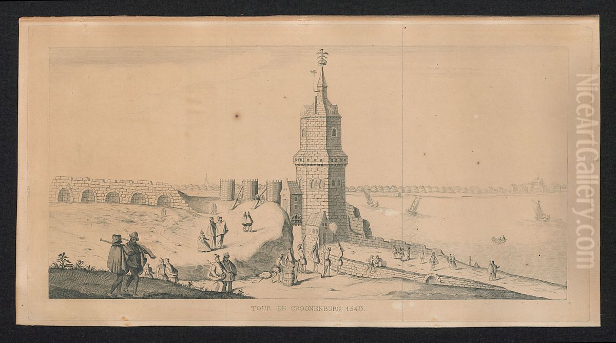 De Kronenburgtoren te Antwerpen in 1543 Oil Painting by Print Room of the University of Antwerp