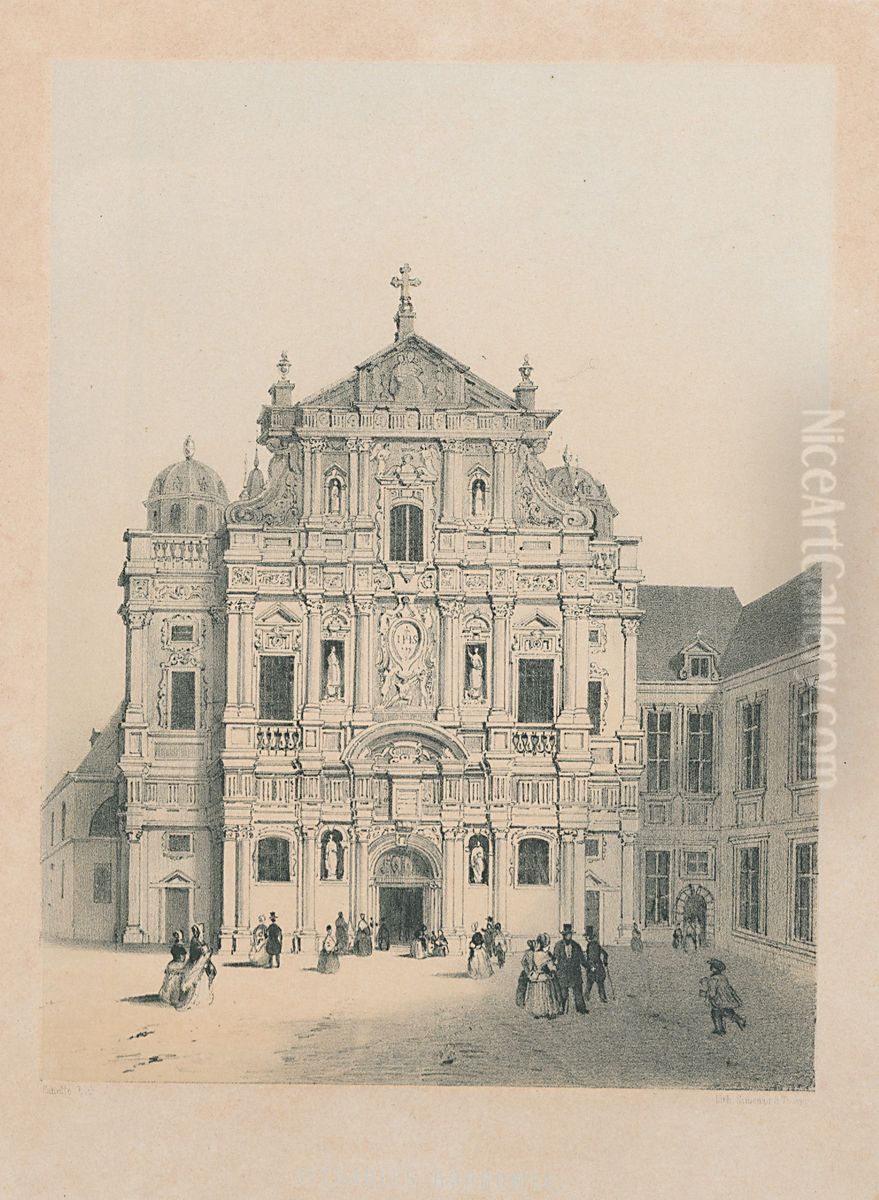 De Sint-Carolus Borromeuskerk te Antwerpen Oil Painting by Adrien Canelle