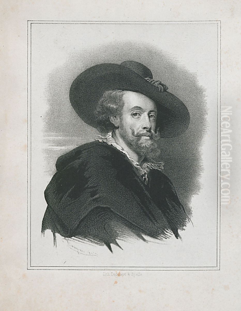 Portret van Peter Paul Rubens Oil Painting by Charles Baugniet