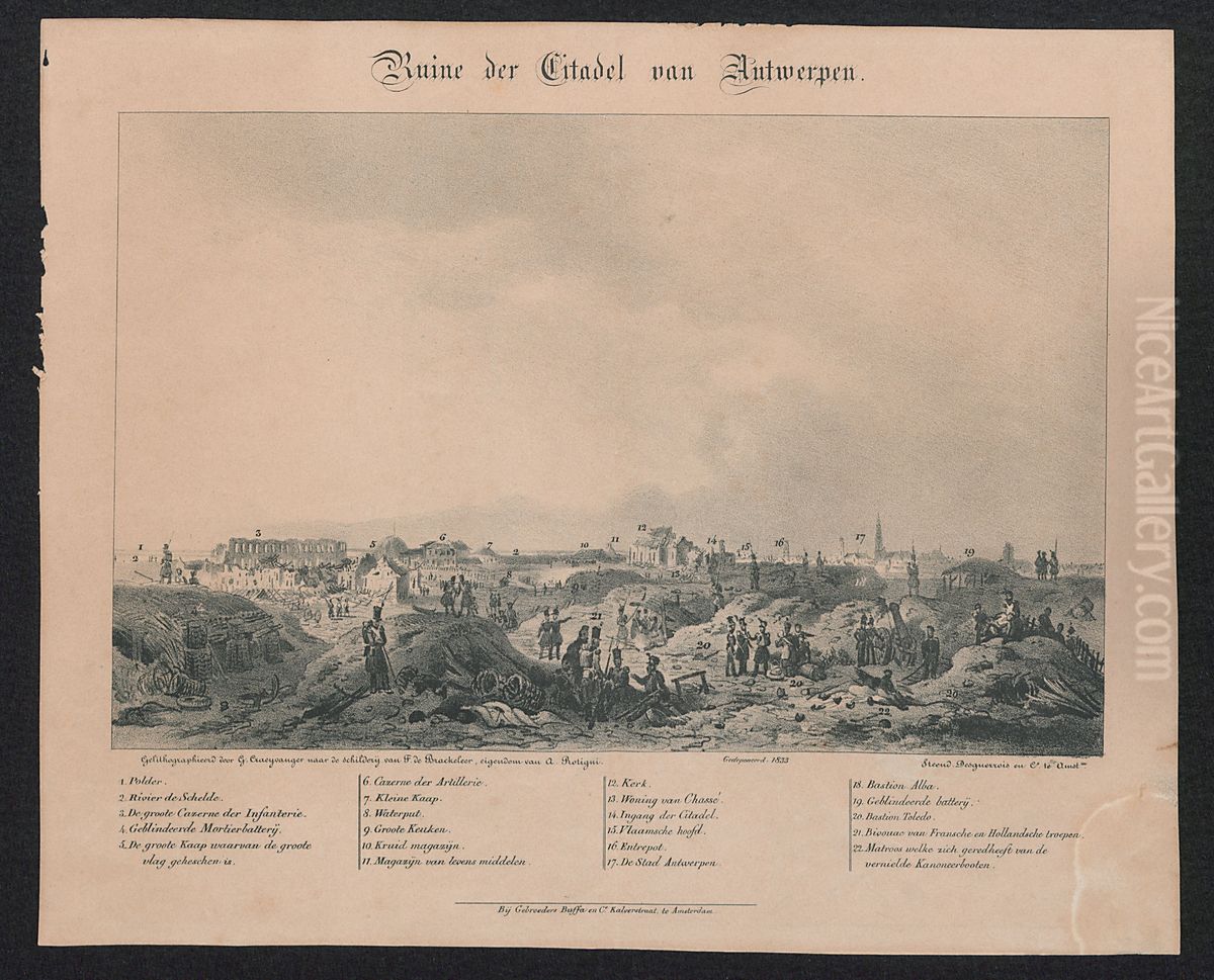 Ruine der Citadel van Antwerpen Oil Painting by Gijsbertus Craeyvanger