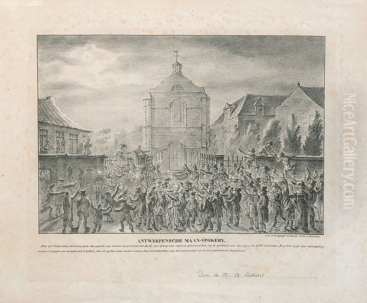 Antwerpensche maan-spokery [op 19 juni 1826] Oil Painting by Guillaume Philidor van den Burggraaff
