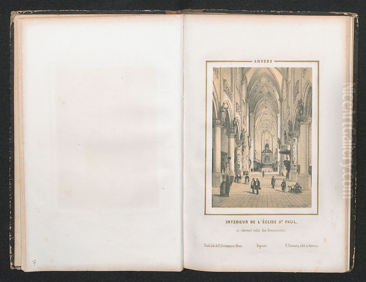 De Sint-Pauluskerk, Antwerpen, vanbinnen Oil Painting by Henri Borremans