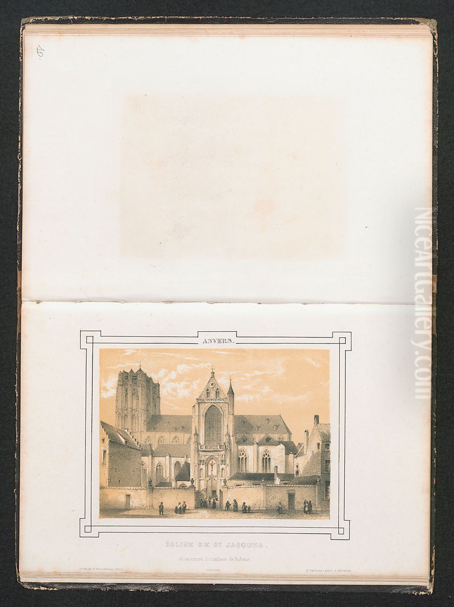 De Sint-Jacobskerk te Antwerpen, waar het graf van Rubens zich bevindt Oil Painting by Henri Borremans