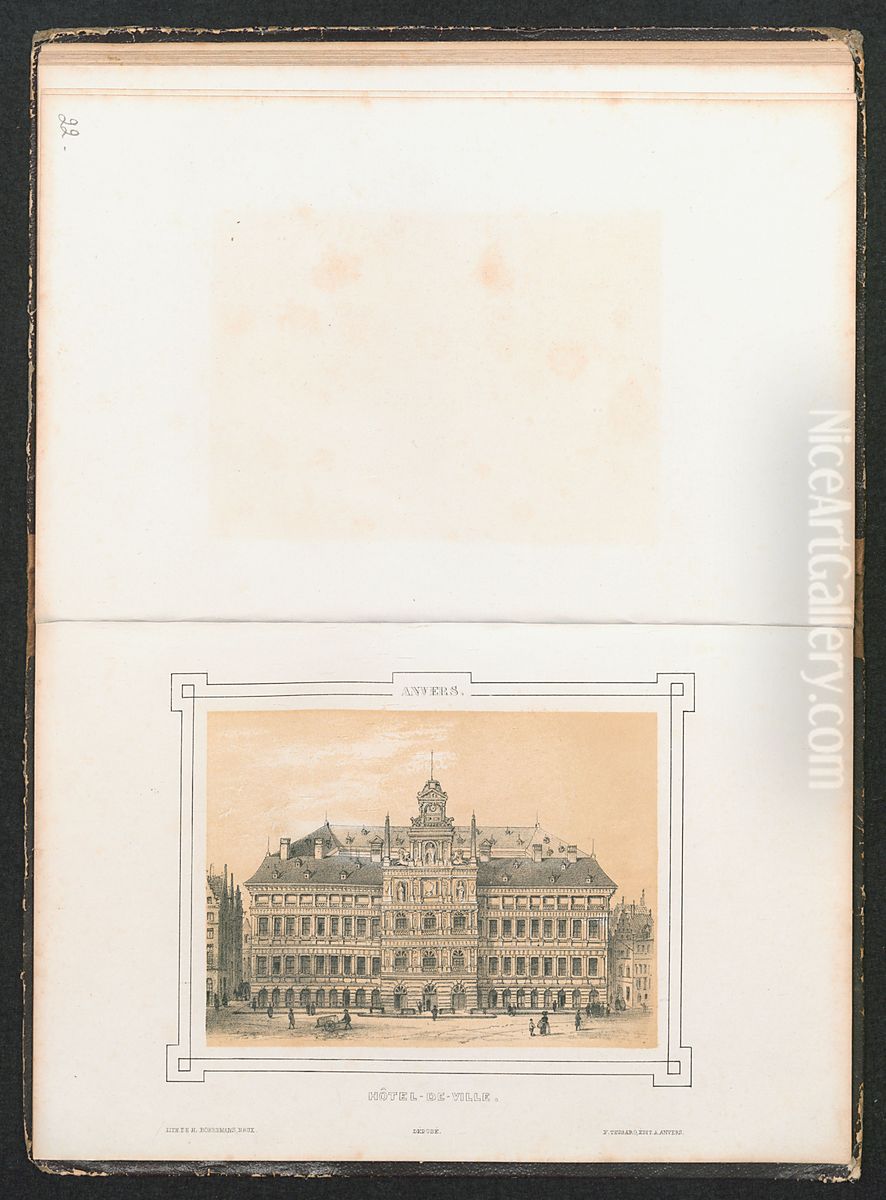 Het Stadhuis van Antwerpen Oil Painting by Henri Borremans