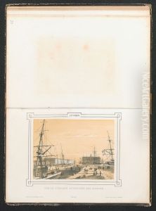 Zicht op de dokhaven en het Hansahuis te Antwerpen.