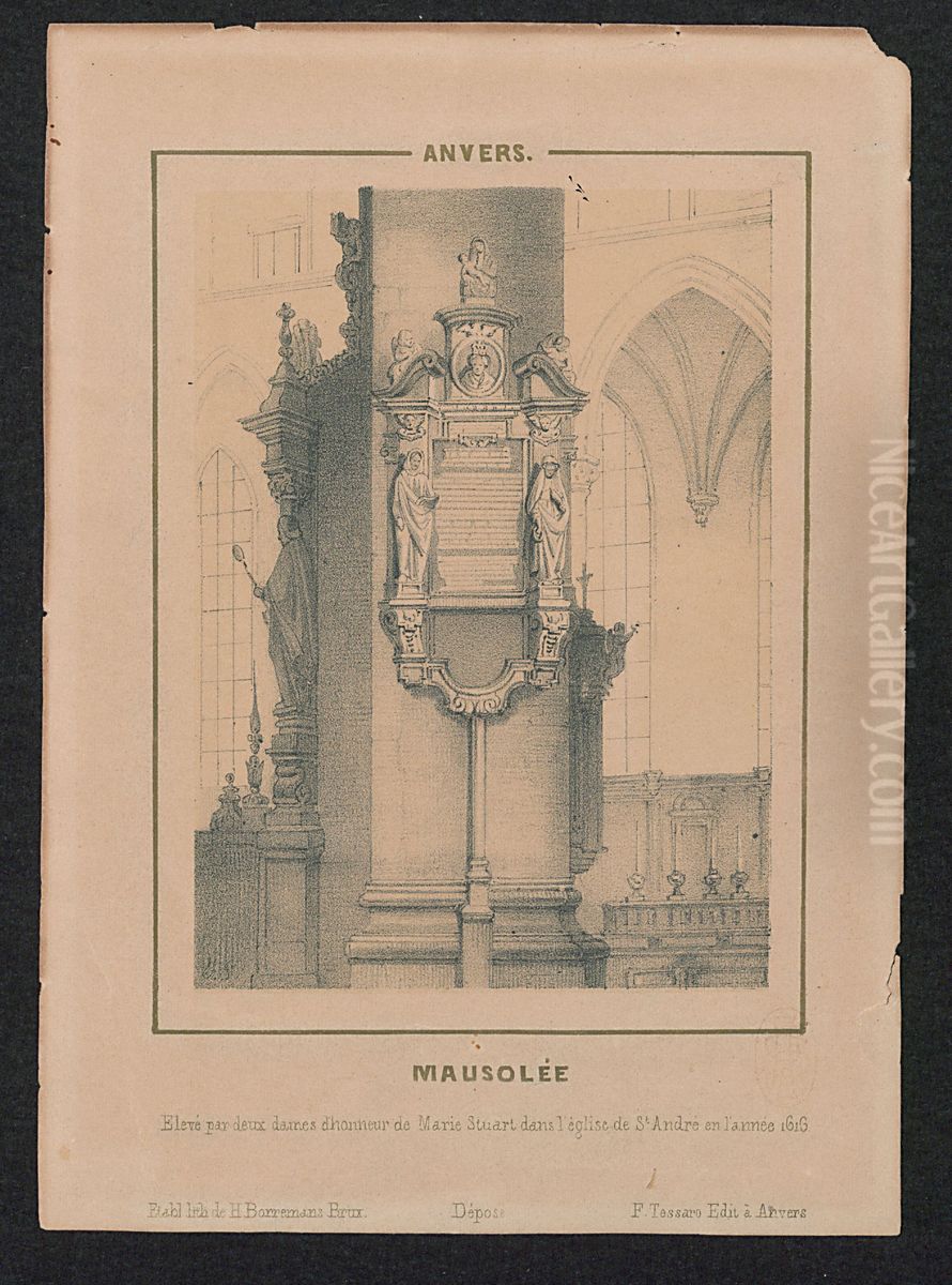 Mausoleum voor Mary Stuart in de Sint-Andrieskerk, Antwerpen Oil Painting by Henri Borremans