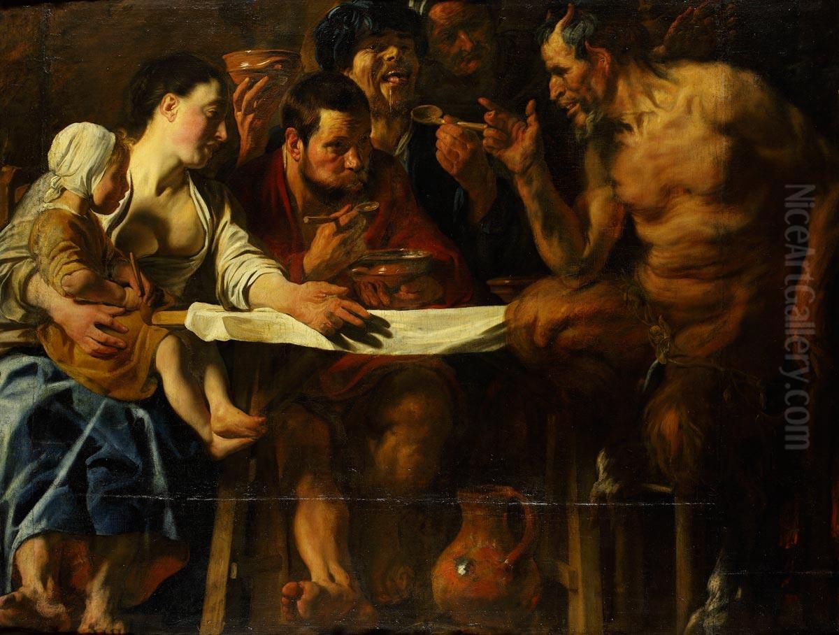 The Satyr and the Peasant Oil Painting by Jacob Jordaens