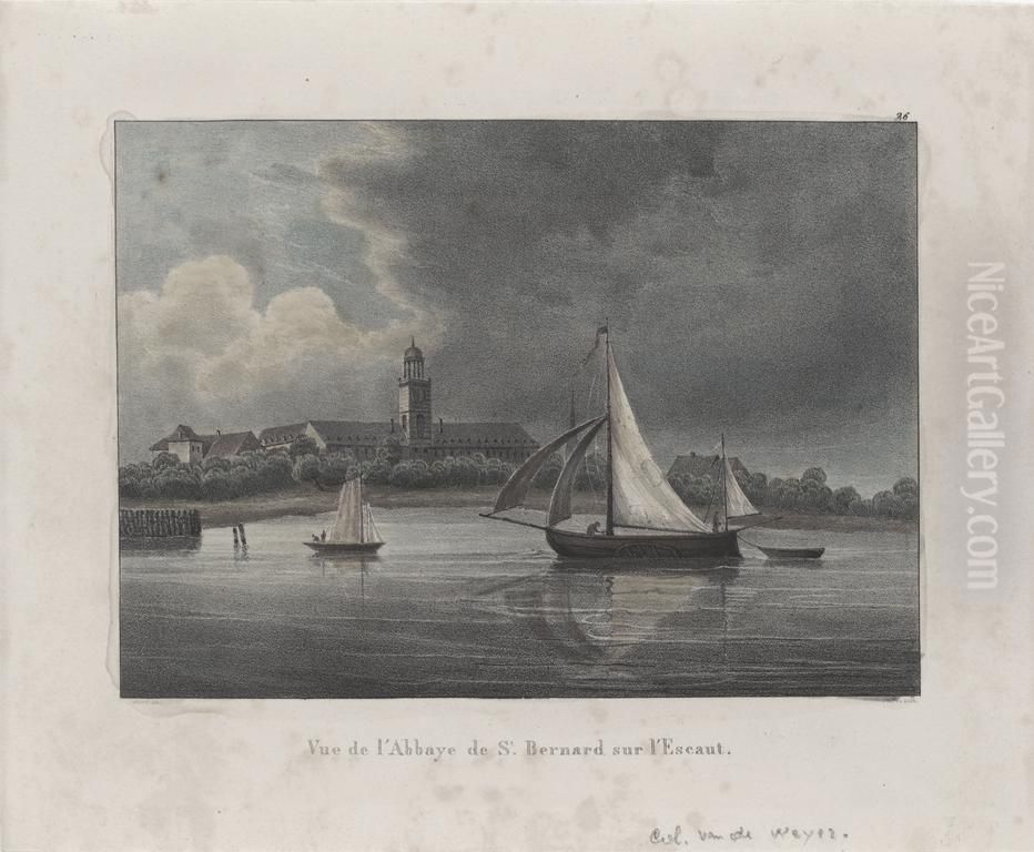Zicht op de Sint-Bernardusabdij, langs de Schelde Oil Painting by Jacques Sturm