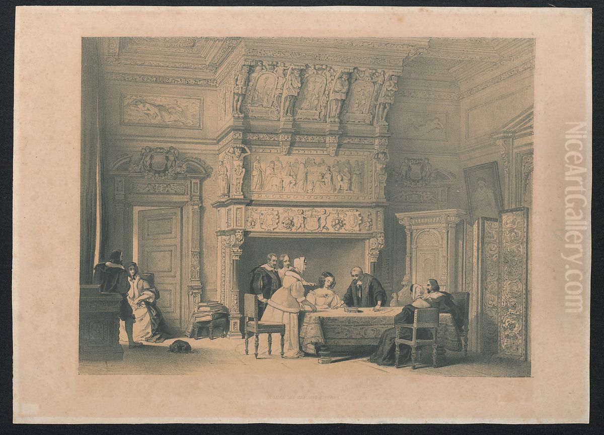De trouwzaal van het Stadhuis, Antwerpen Oil Painting by Louis Haghe