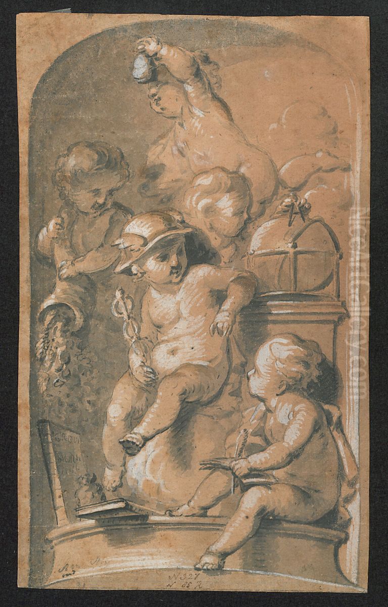 Mercurius als kind met andere figuren Oil Painting by Print Room of the University of Antwerp