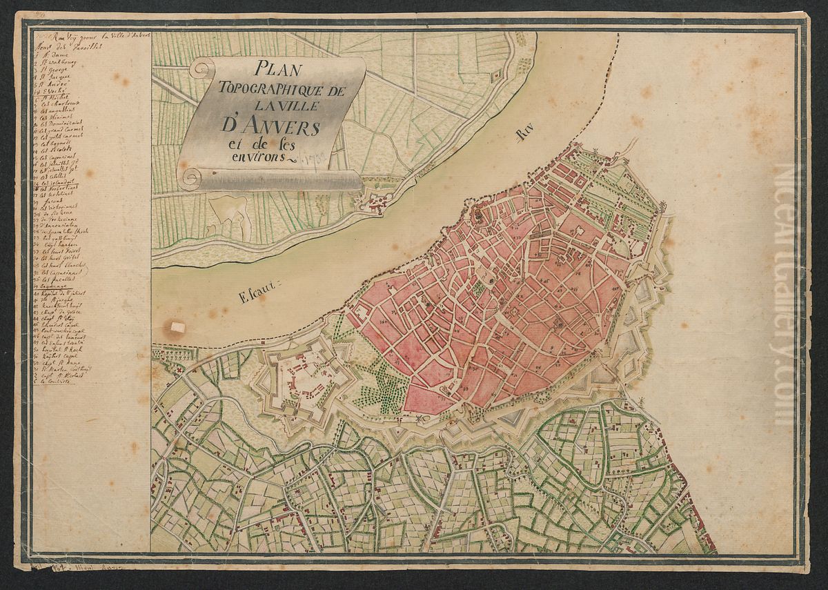 Topografisch plan van Antwerpen en de onmiddellijke omgeving Oil Painting by Print Room of the University of Antwerp