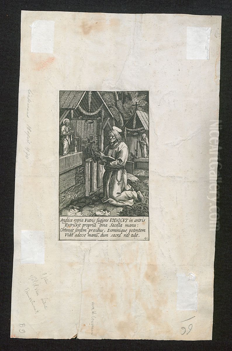 Zicht op het Hof Van Liere en de grote binnenkoer met de zuilengang van wat nu de Universiteit Antwerpen (voormalig UFSIA) is Oil Painting by Print Room of the University of Antwerp