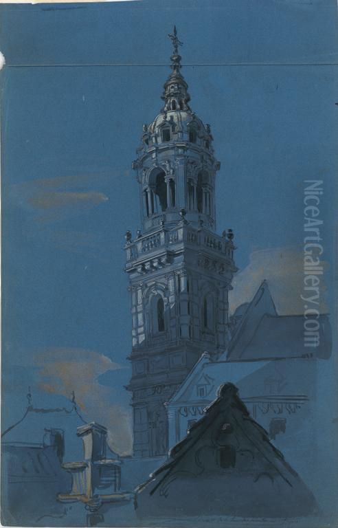 De toren van de Carolus Borromeuskerk Oil Painting by Print Room of the University of Antwerp