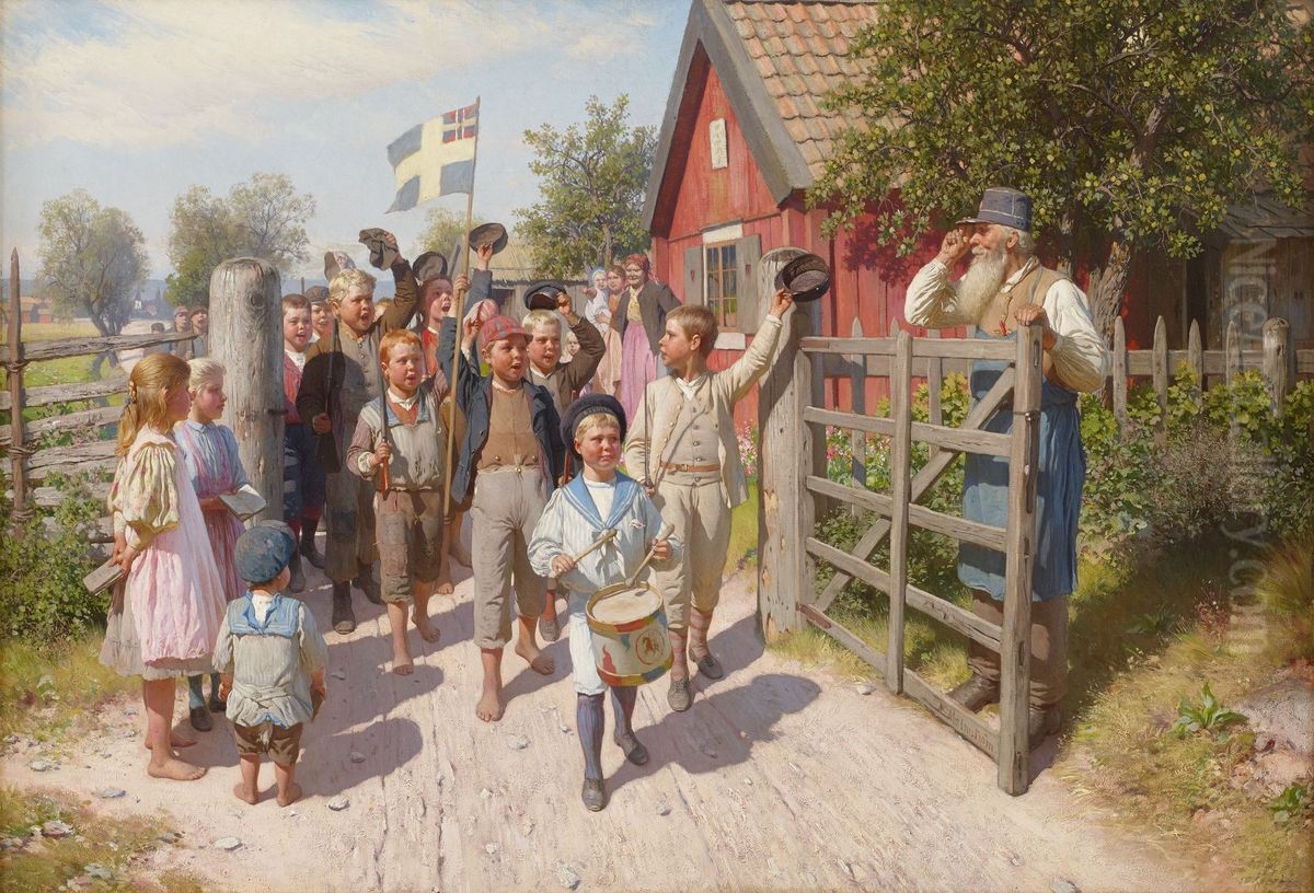 The old and the young Sweden Oil Painting by August Malmstrom