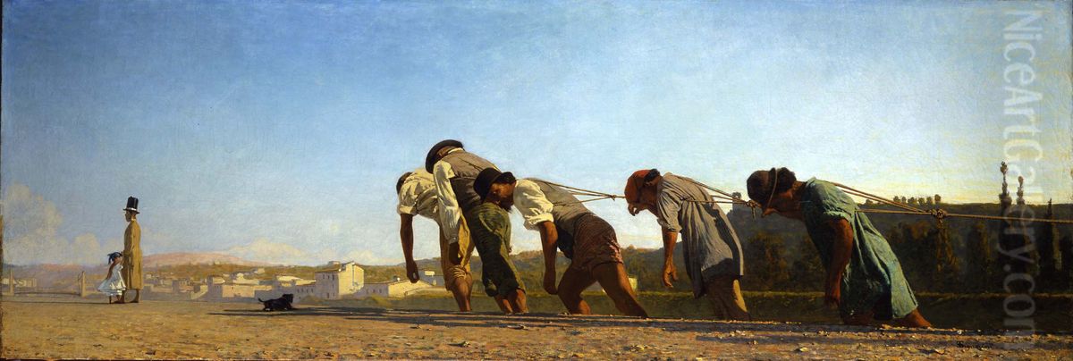 Thetowpath Oil Painting by Telemaco Signorini