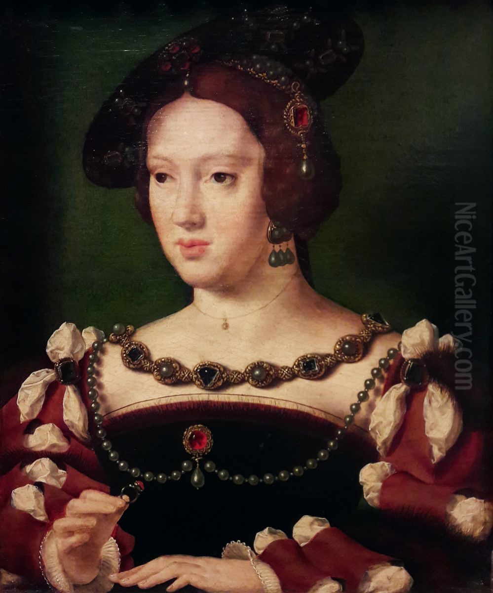 Portrait of Eleonora van Oostenrijk, koningin van Frankrijk (1498-1558) Oil Painting by Joos Van Cleve