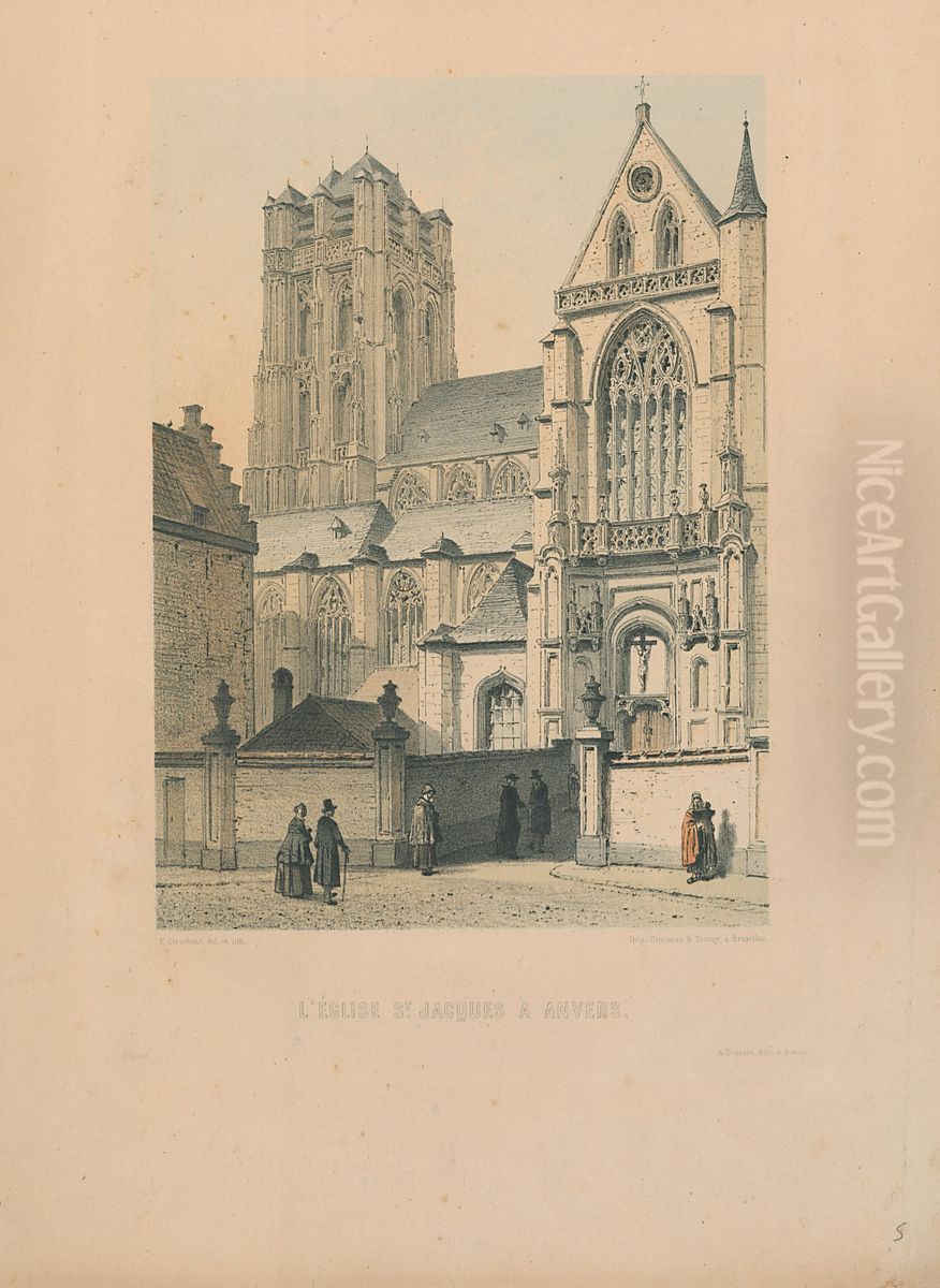 De Sint-Jacobskerk, Antwerpen Oil Painting by Francois Stroobant