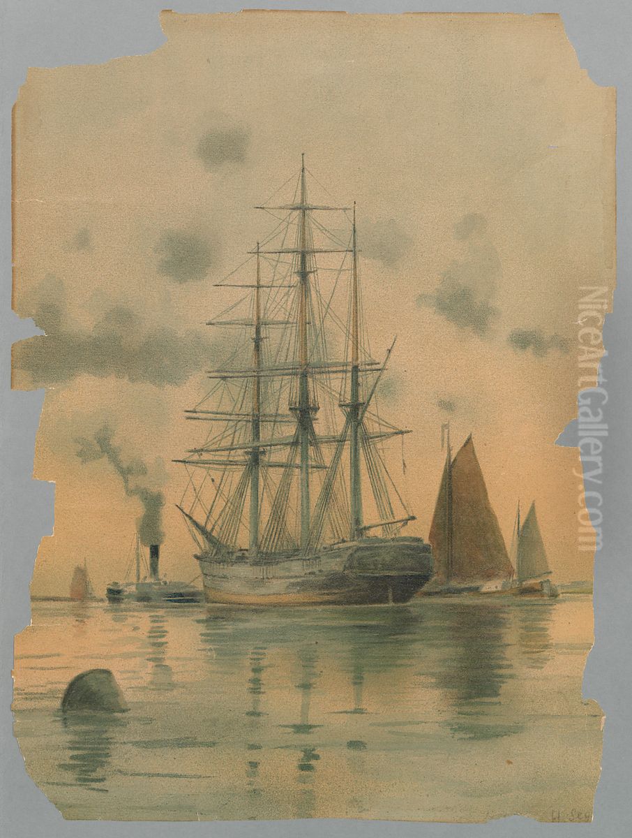 Boot op de Schelde Oil Painting by Henri Seghers