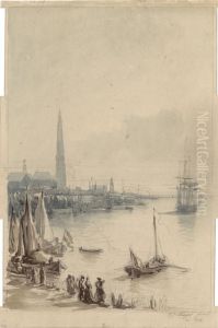 Zicht op de stad en rede van Antwerpen