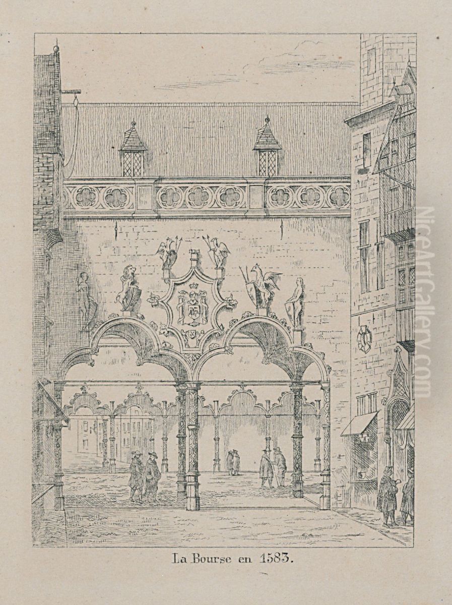 De Beurs van Antwerpen in 1583 Oil Painting by Print Room of the University of Antwerp
