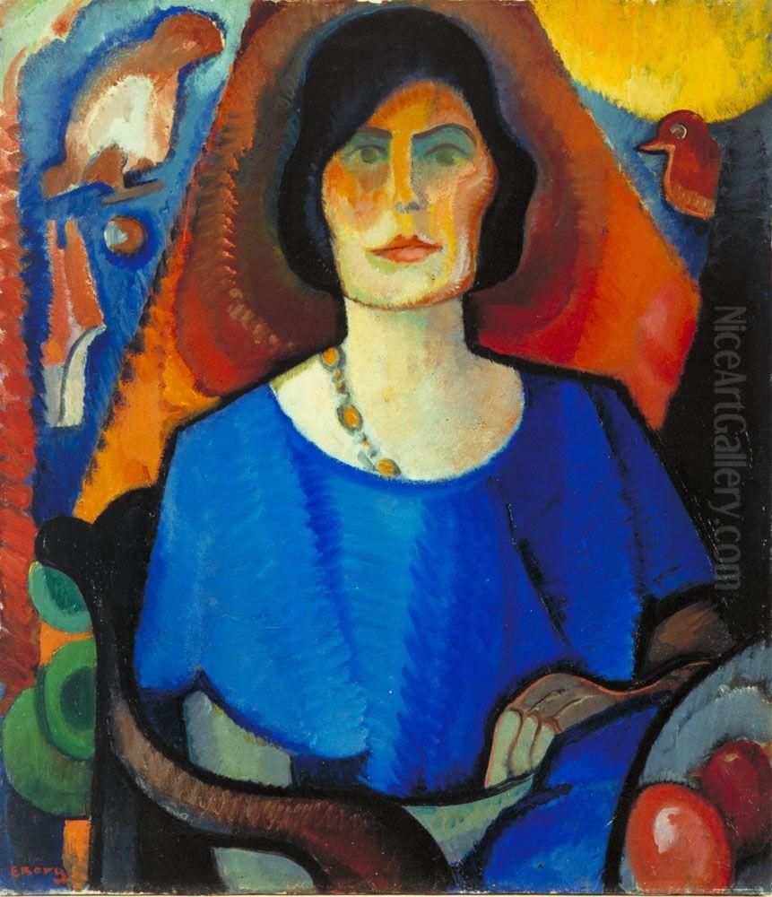 Self-portrait of Else Berg (1877-1942) Oil Painting by Else Berg